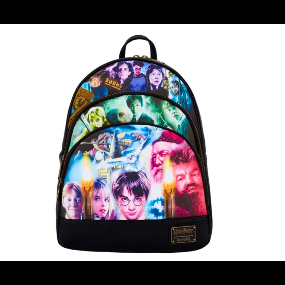 LOUNGEFLY HARRY POTTER TRILOGY TRIPLE POCKET MINI BACKPACK